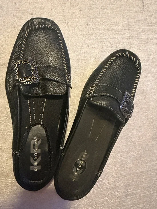 Kim Rogers ‘Charlotte’ Women’s Black Leather Slip-On Stylish Loafers Size 7.5 - Picture 9 of 10